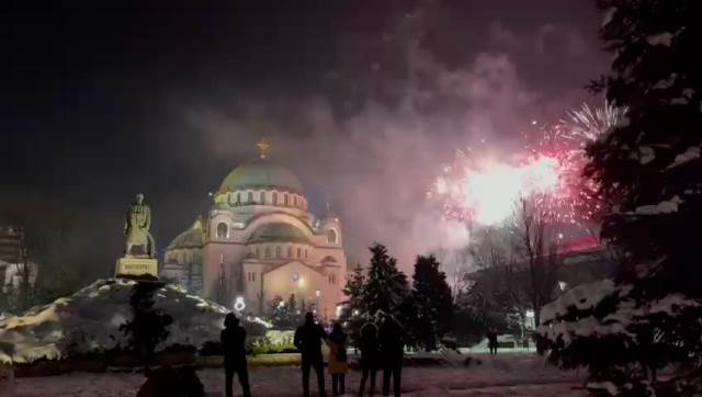 Vatromet nad hramom Svetog Save za doček srpske Nove godine