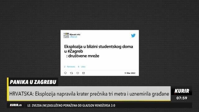 Zagreb: Eksplozija napravila krater prečnika tri metra i uznemirila građane