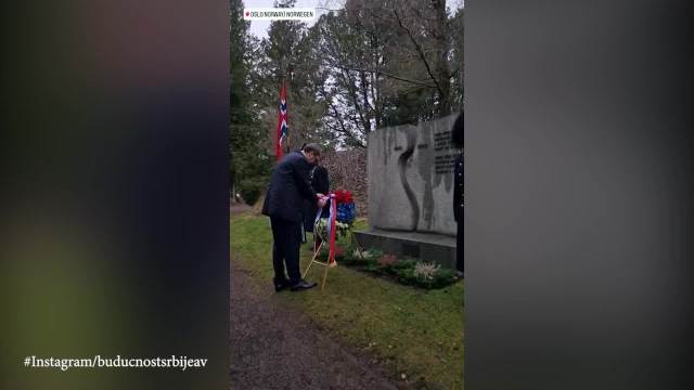 Predsednik Vučić položio venac na spomenik stradalim Jugoslovenima u okupiranoj Norveškoj